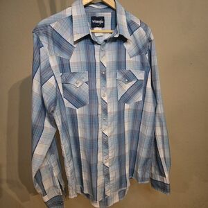 Wrangler Men's Blue Plaid Shirt